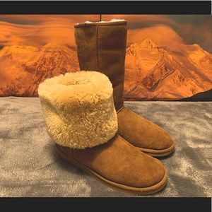 Genuine Brown Sheepskin Fur Boots W9 Ugg STYLE